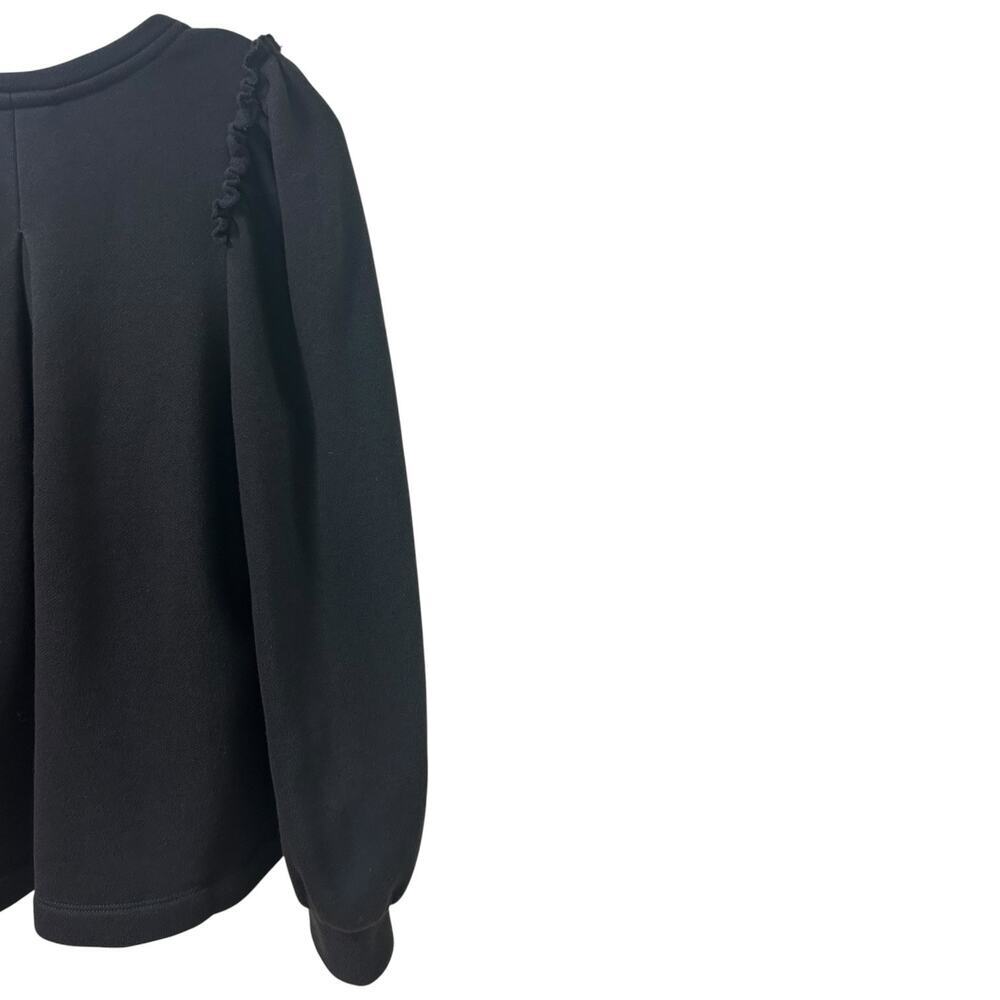 Goop G. Label Womens 'Torres' Puff-Sleeve Ruffle Sweatshirt Pullover Black Small - Picture 12 of 13